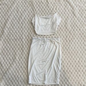 Fashion Nova Elegant White Women's Skirt Set (M)